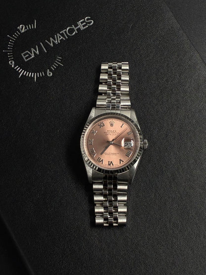 Rolex Datejust 36 16234 Pink Roman Jubilee 1999 with Original Paper