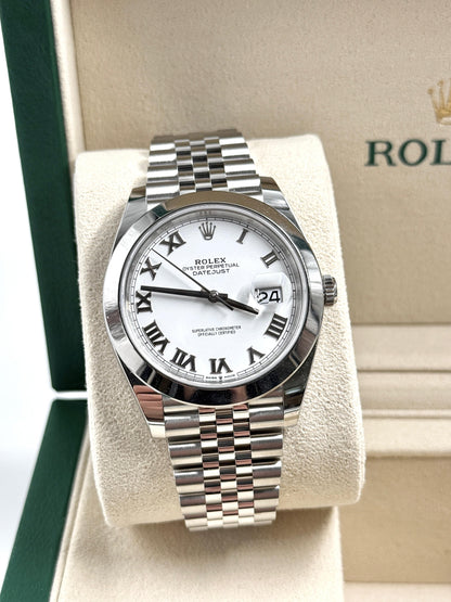 Rolex Datejust 41 126300 Weißes römisches Jubiläum 2024