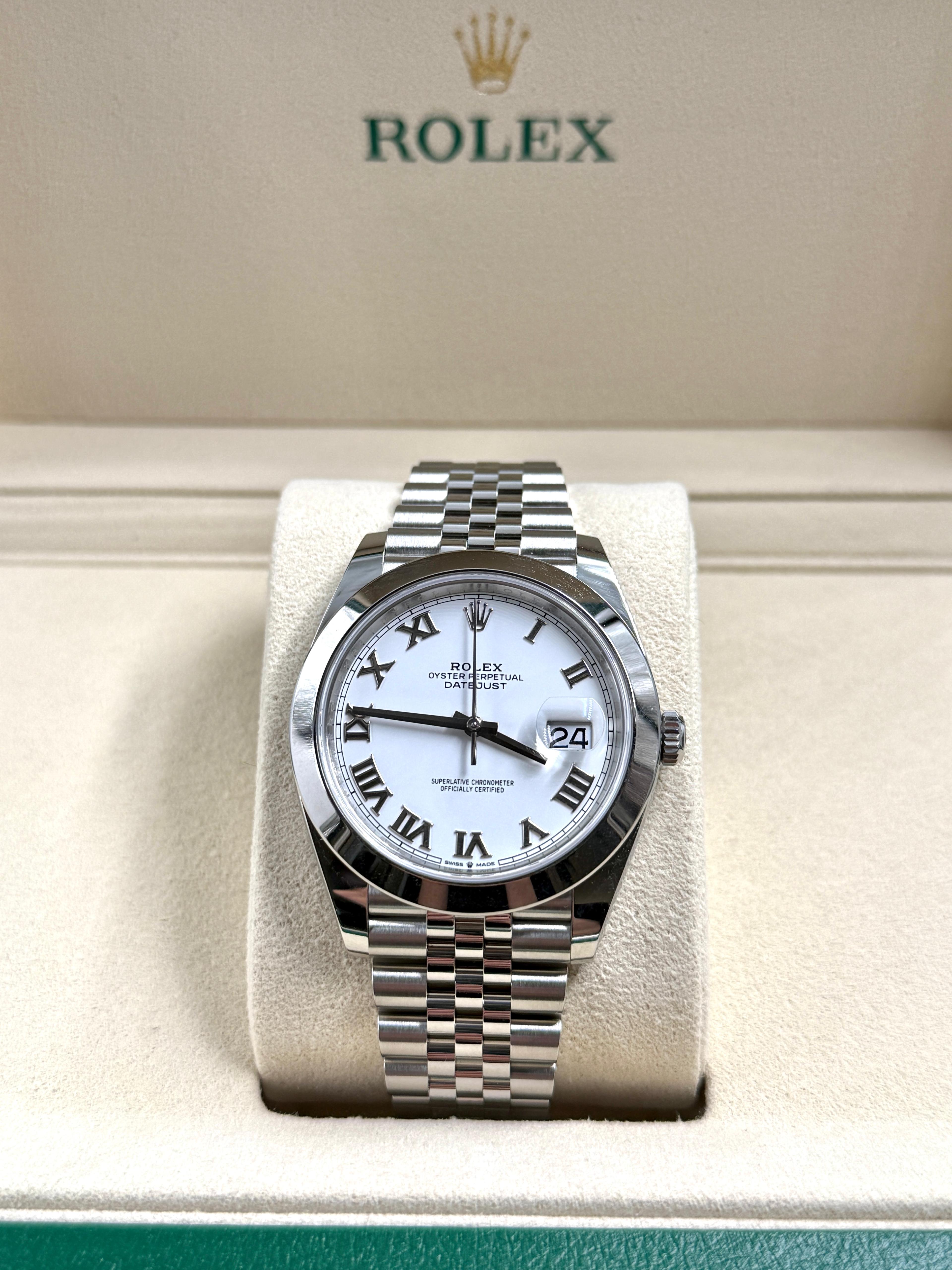 Rolex Datejust 41 126300 Weißes römisches Jubiläum 2024