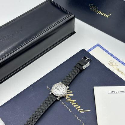 Chopard Happy Sport 30 mm 278590-3003 Weiß mit Diamantbesatz (Lünette aus Edelstahl) 2025
