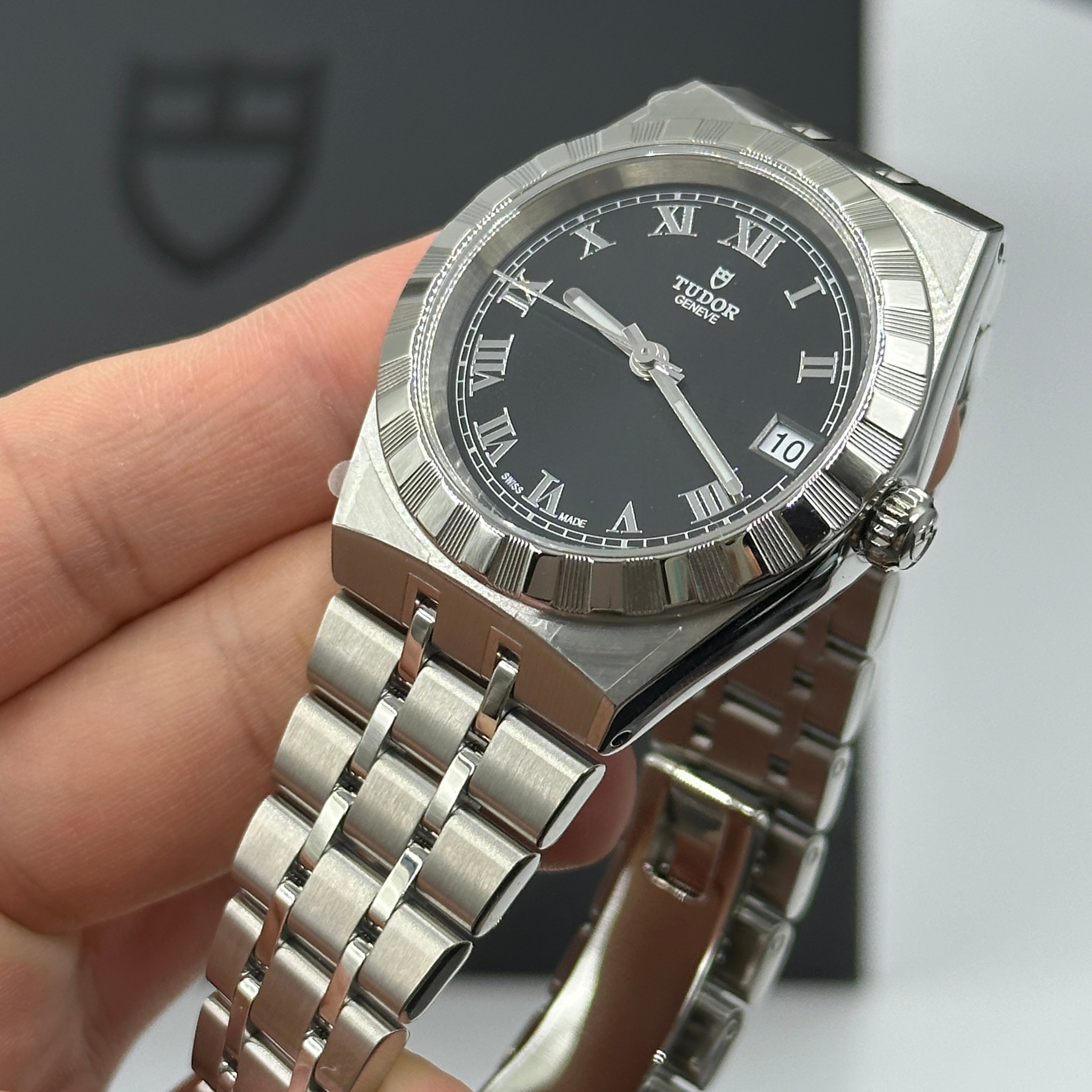 Tudor Tudor Royal 34 mm 28400-0003 Schwarzer römischer Stahl 2022