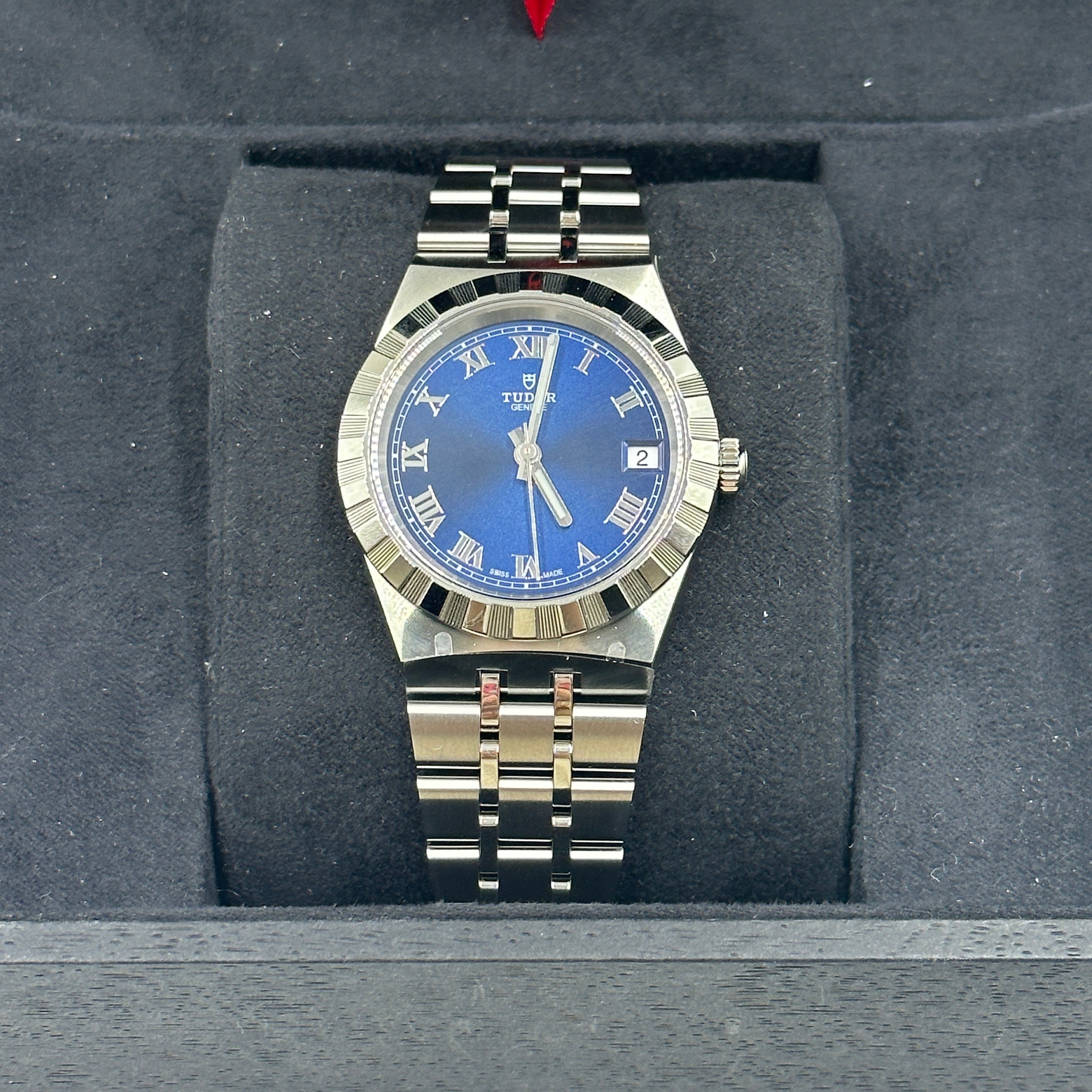 Tudor Tudor Royal 34 mm 28400-0006 Blauer römischer Stahl 2023