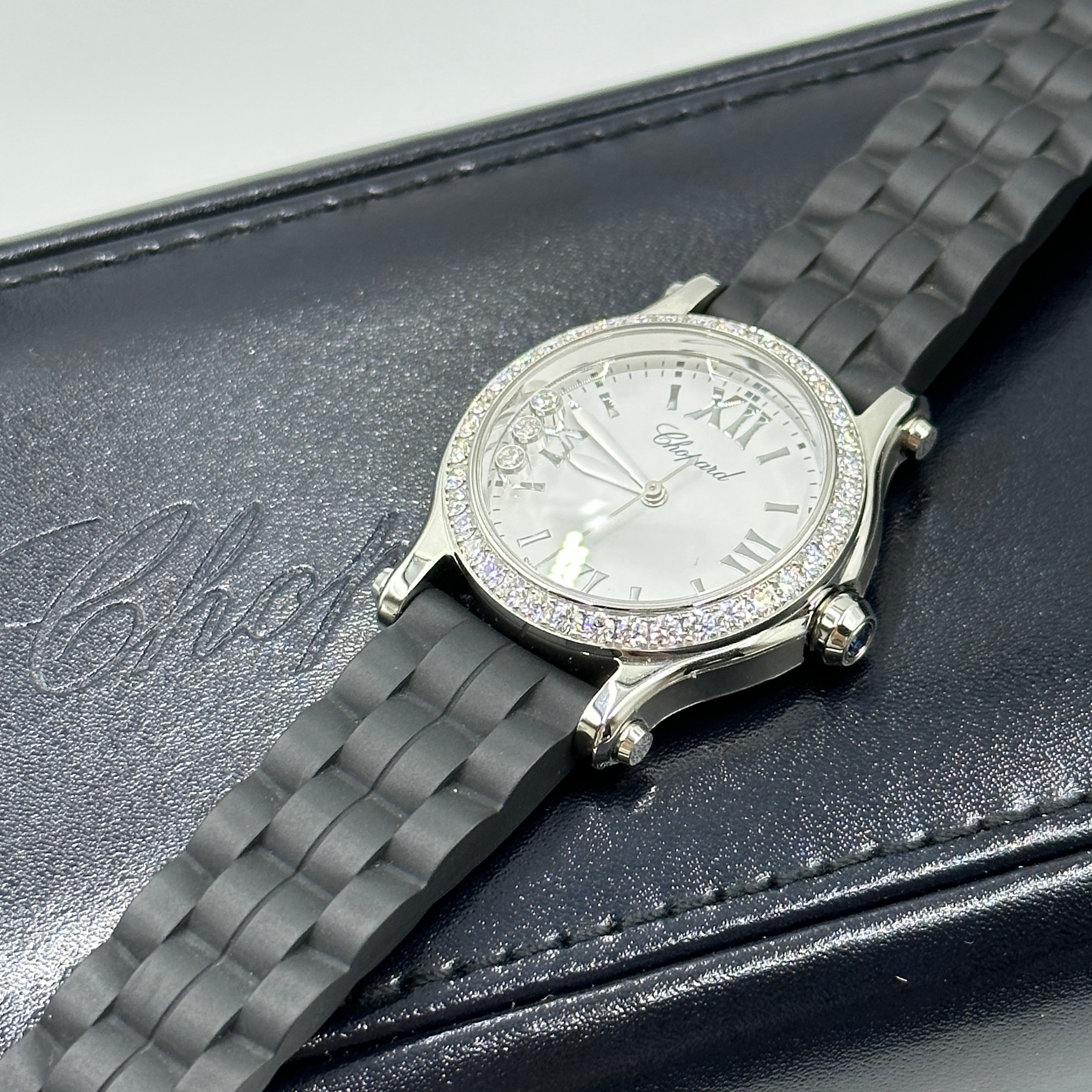 Chopard Happy Sport 30 mm 278590-3003 Weiß mit Diamantbesatz (Lünette aus Edelstahl) 2025