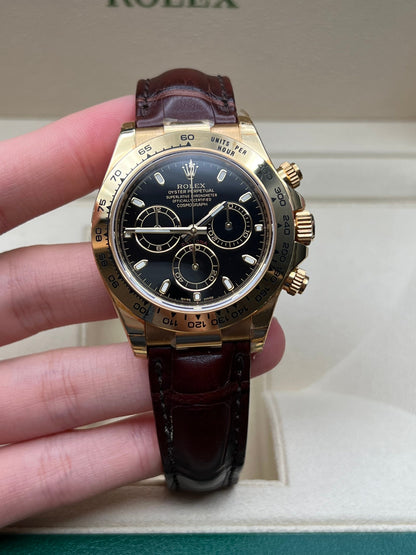 Rolex Cosmograph Daytona 116518 Schwarzes Leder (alte Karte) 2019