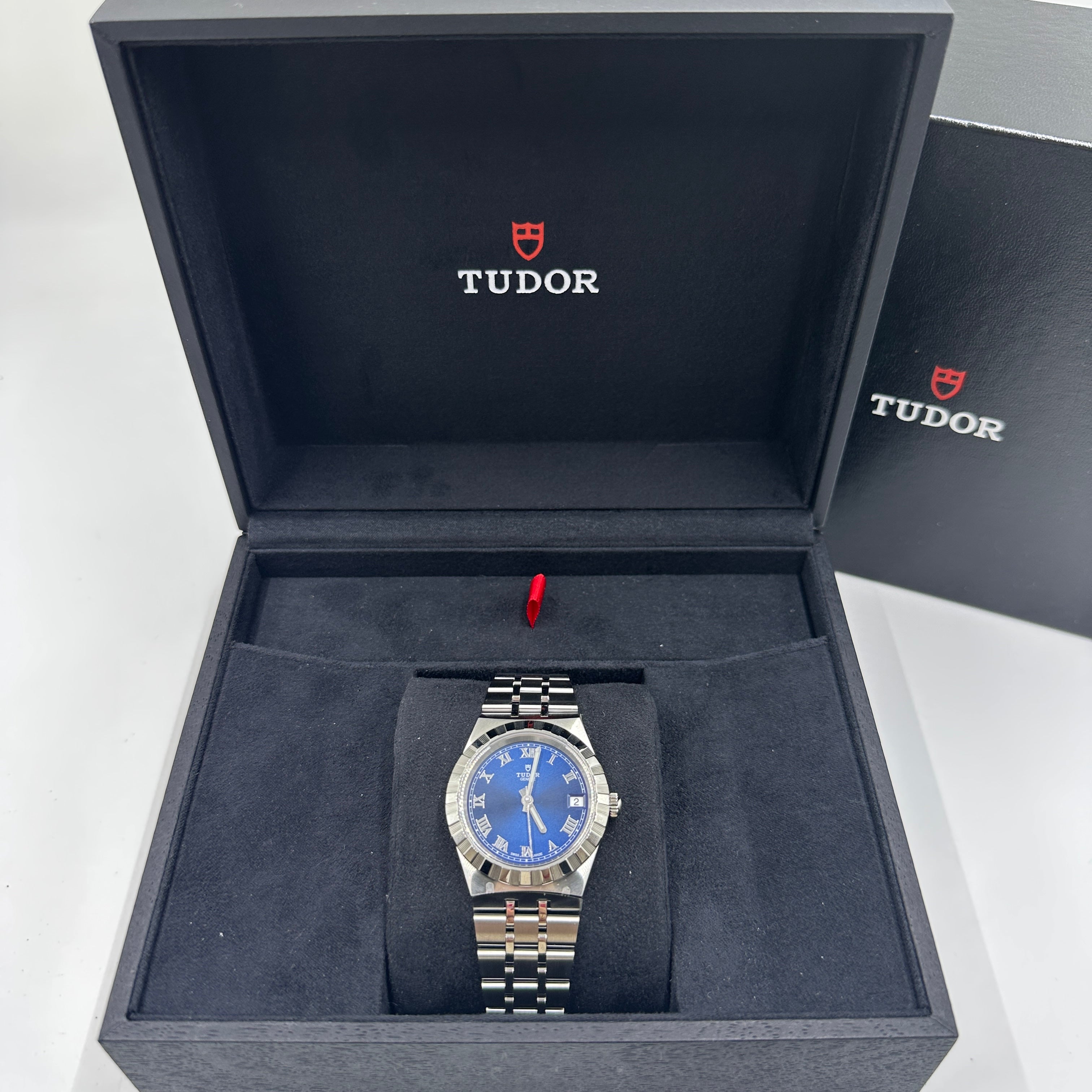 Tudor Tudor Royal 34 mm 28400-0006 Blauer römischer Stahl 2023