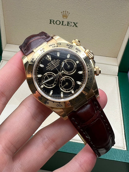 Rolex Cosmograph Daytona 116518 Schwarzes Leder (alte Karte) 2019