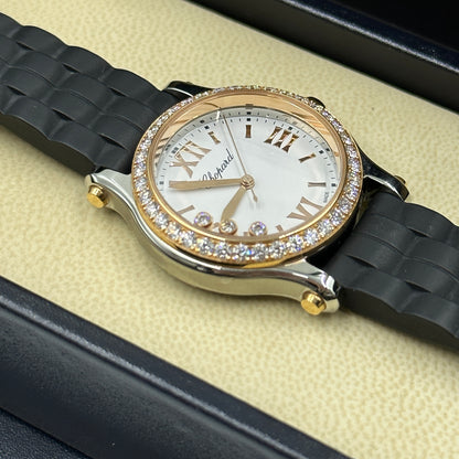Chopard Happy Sport 30 mm 278590-6003 Weiß mit Diamantbesatz (Lünette aus Roségold) 2025