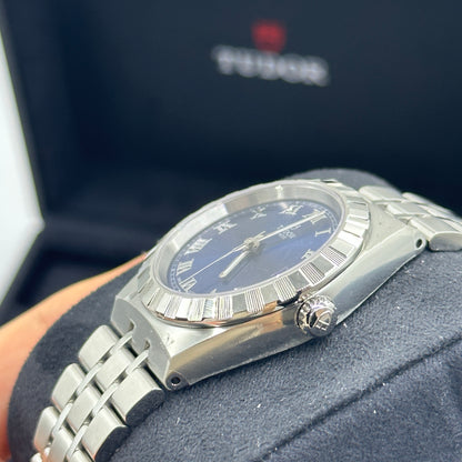 Tudor Tudor Royal 34 mm 28400-0006 Blauer römischer Stahl 2023