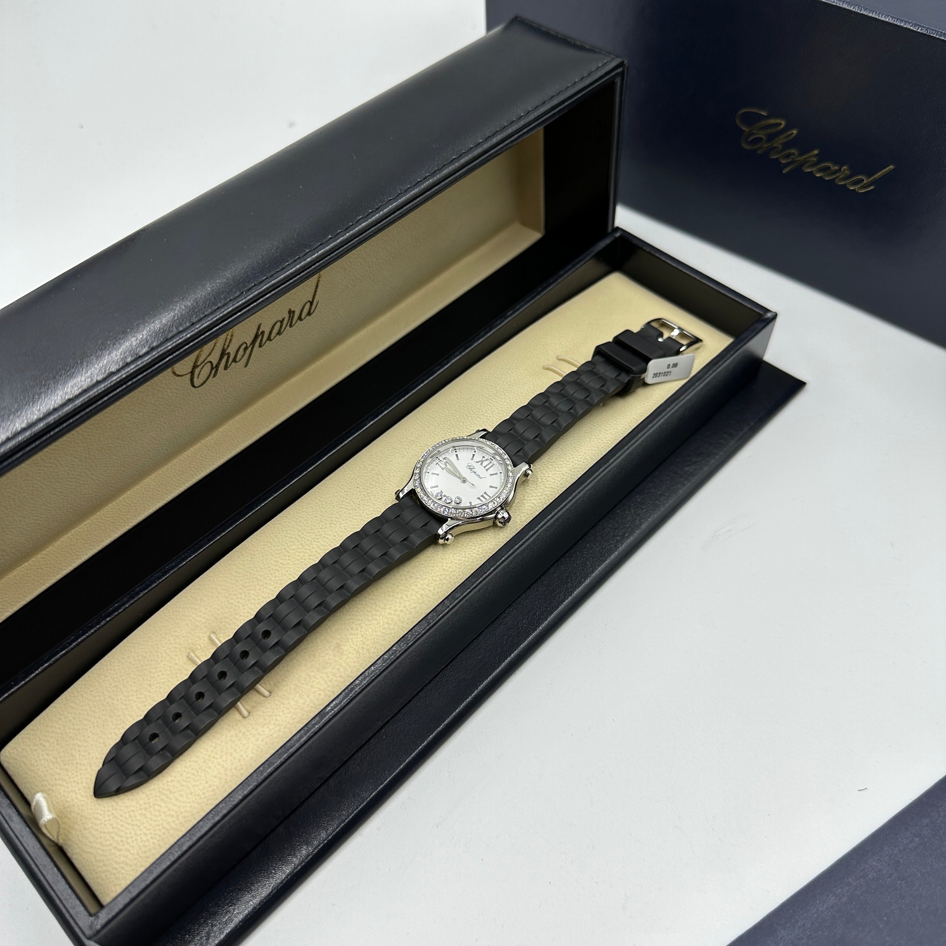 Chopard Happy Sport 30 mm 278590-3003 Weiß mit Diamantbesatz (Lünette aus Edelstahl) 2025