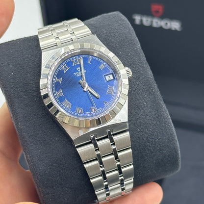 Tudor Tudor Royal 34 mm 28400-0006 Blauer römischer Stahl 2023
