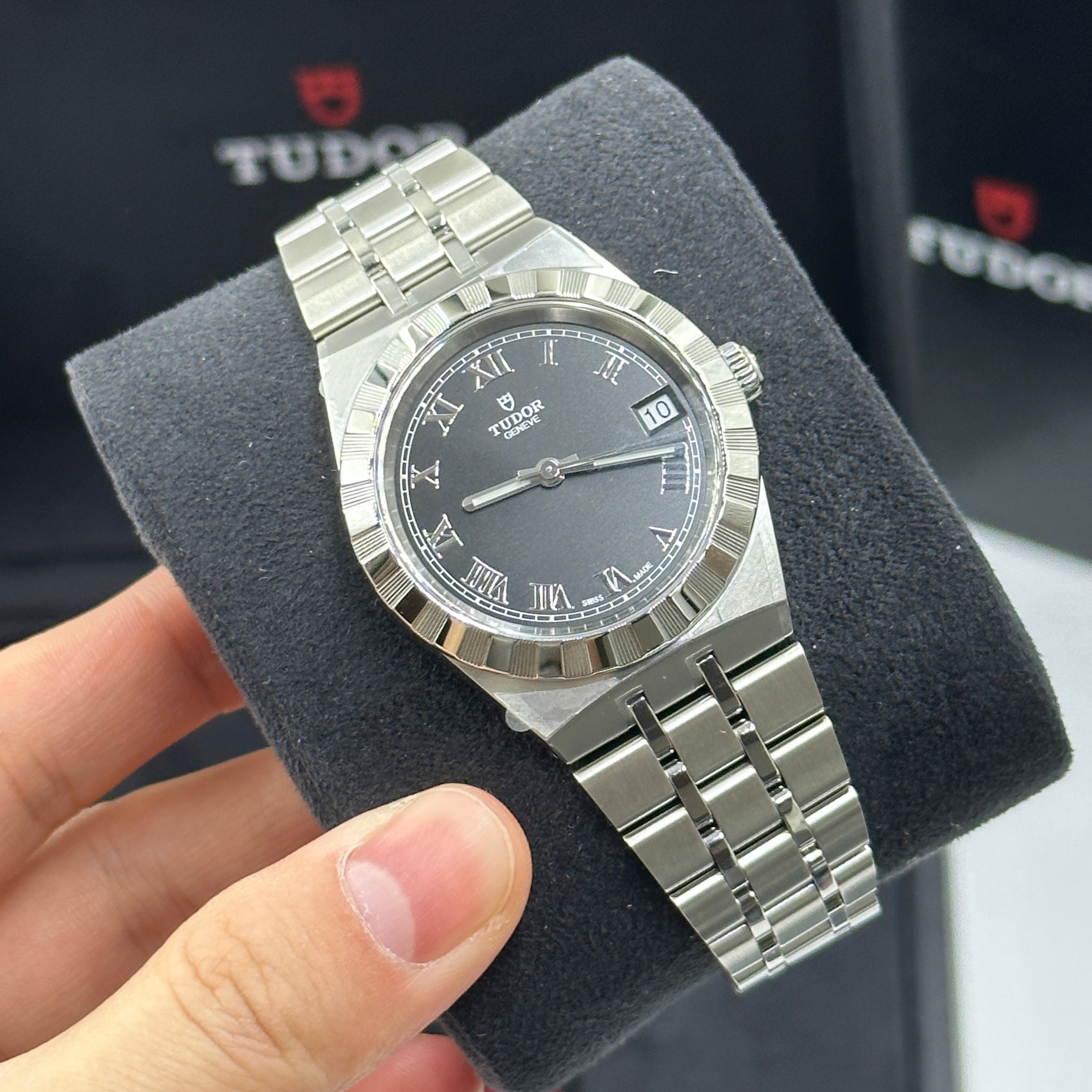 Tudor Tudor Royal 34 mm 28400-0003 Schwarzer römischer Stahl 2022