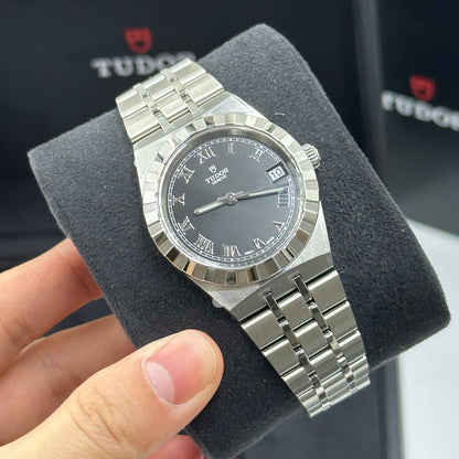 Tudor Tudor Royal 34 mm 28400-0003 Schwarzer römischer Stahl 2022