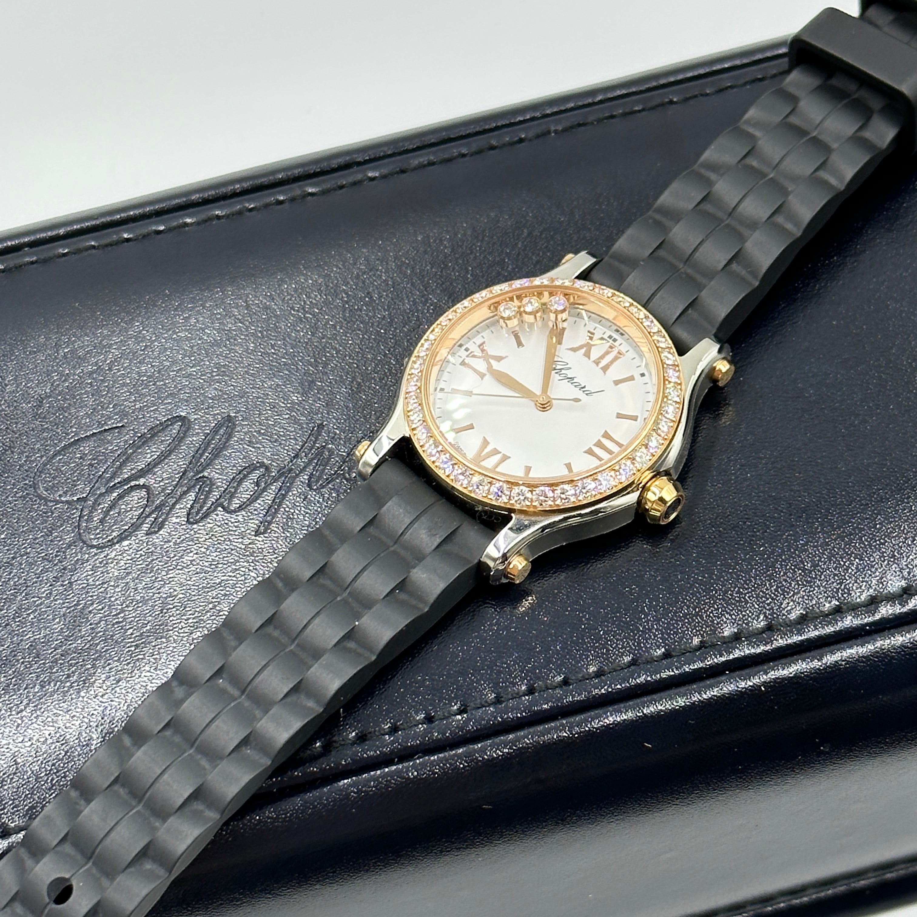 Chopard Happy Sport 30 mm 278590-6003 Weiß mit Diamantbesatz (Lünette aus Roségold) 2025