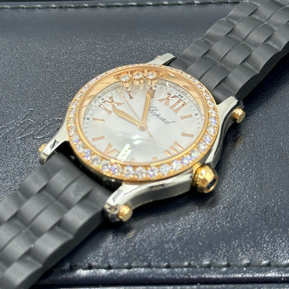 Chopard Happy Sport 30 mm 278590-6003 Weiß mit Diamantbesatz (Lünette aus Roségold) 2025