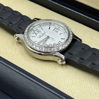 Chopard Happy Sport 30 mm 278590-3003 Weiß mit Diamantbesatz (Lünette aus Edelstahl) 2025