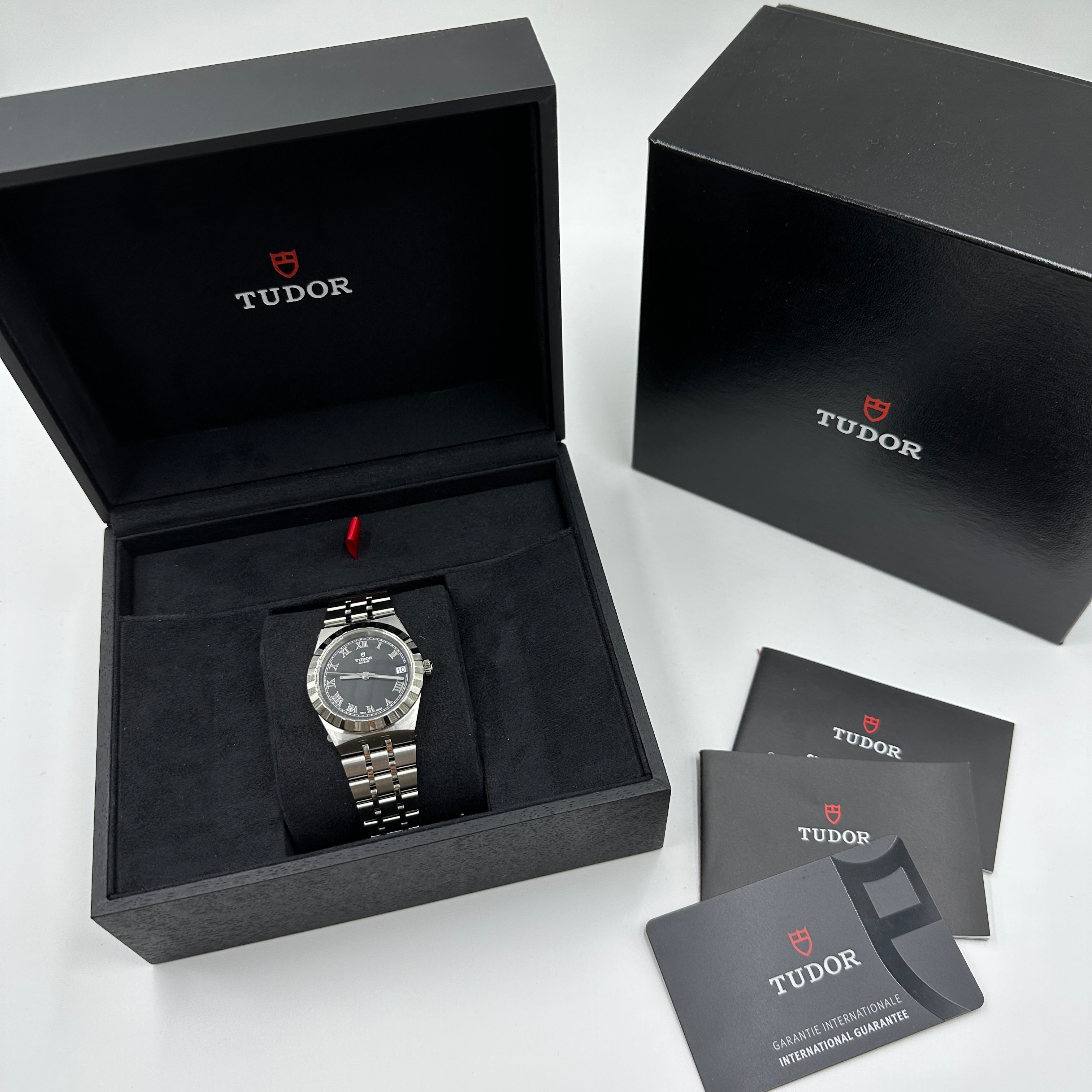 Tudor Tudor Royal 34 mm 28400-0003 Schwarzer römischer Stahl 2022