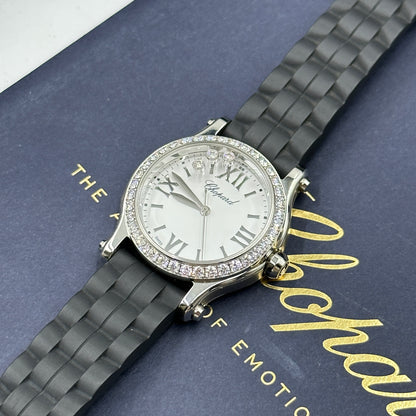 Chopard Happy Sport 30 mm 278590-3003 Weiß mit Diamantbesatz (Lünette aus Edelstahl) 2025