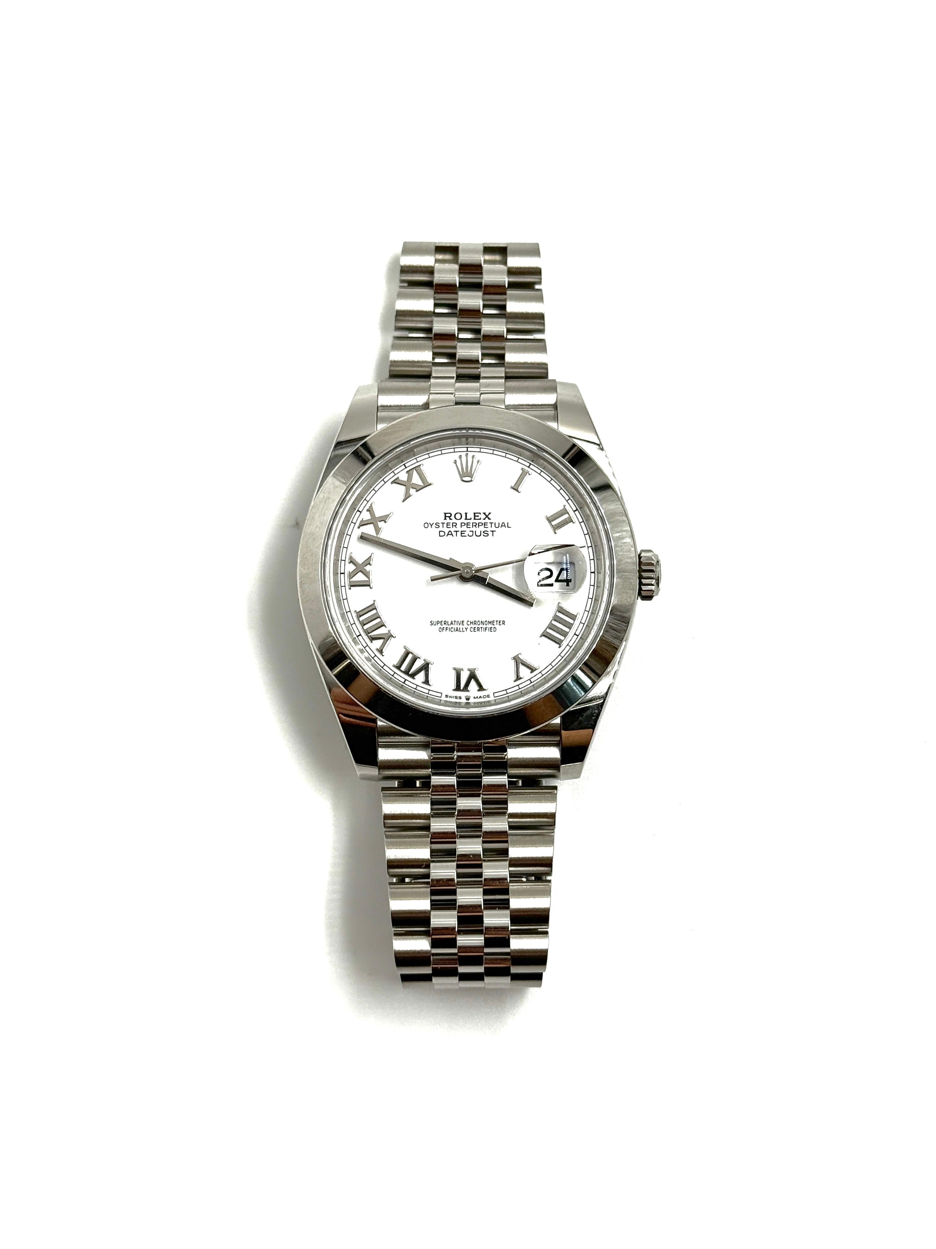 Rolex Datejust 41 126300 Weißes römisches Jubiläum 2024